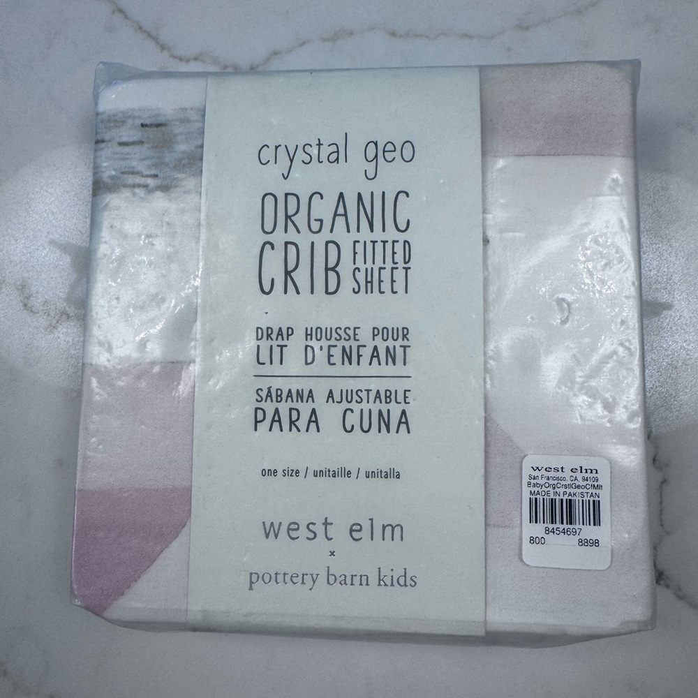 West Elm Pink and White Crib Sheet